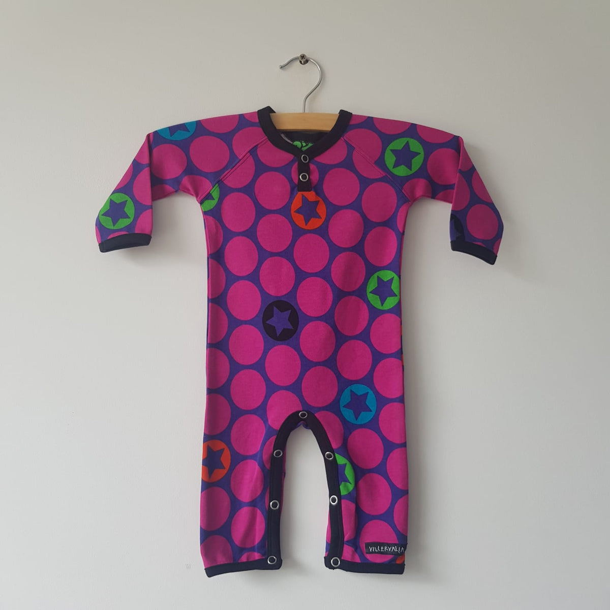 Villervalla - Jumpsuit Longsleeve Dots Blackberry Pink Bollen Suit Stars Purple Pink