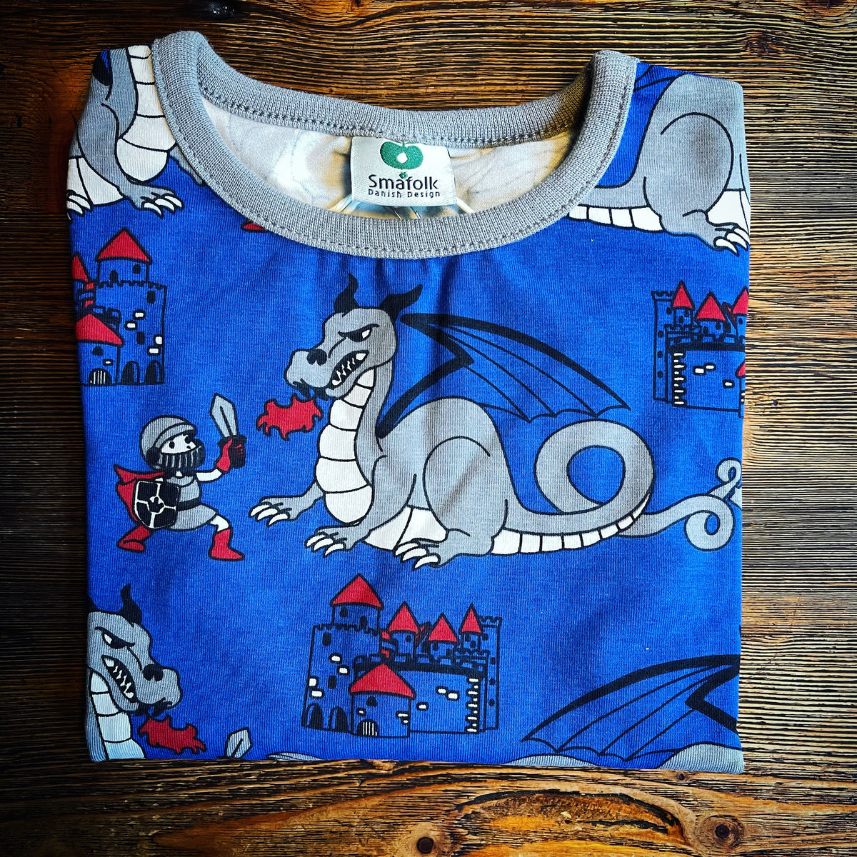 Smafolk Longsleeve Dragon & Castle Blue/Red - Draak & Kasteel Blauw/Rood