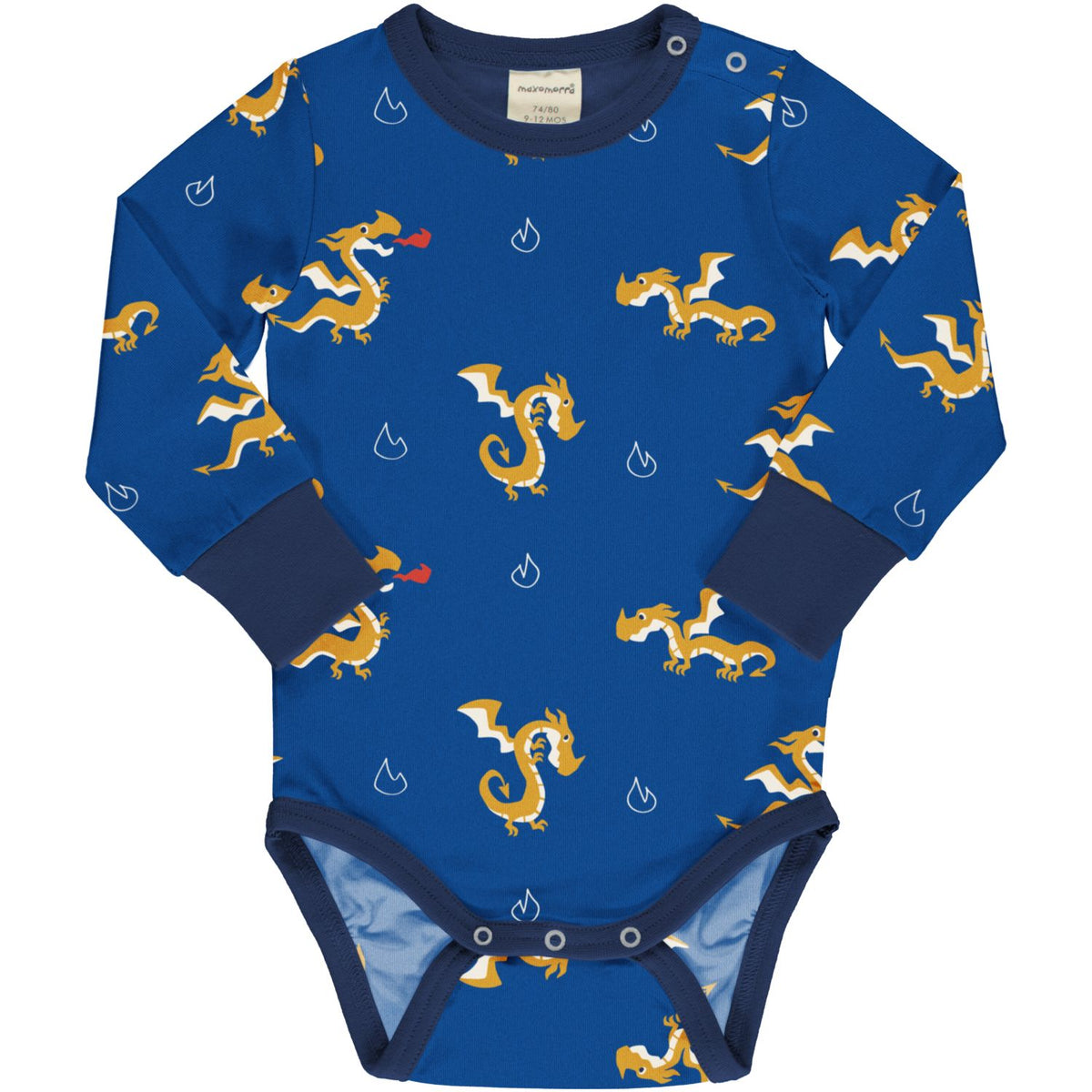 Maxomorra Longsleeve Romper Dragon - Lange Mouwen Romper Draak