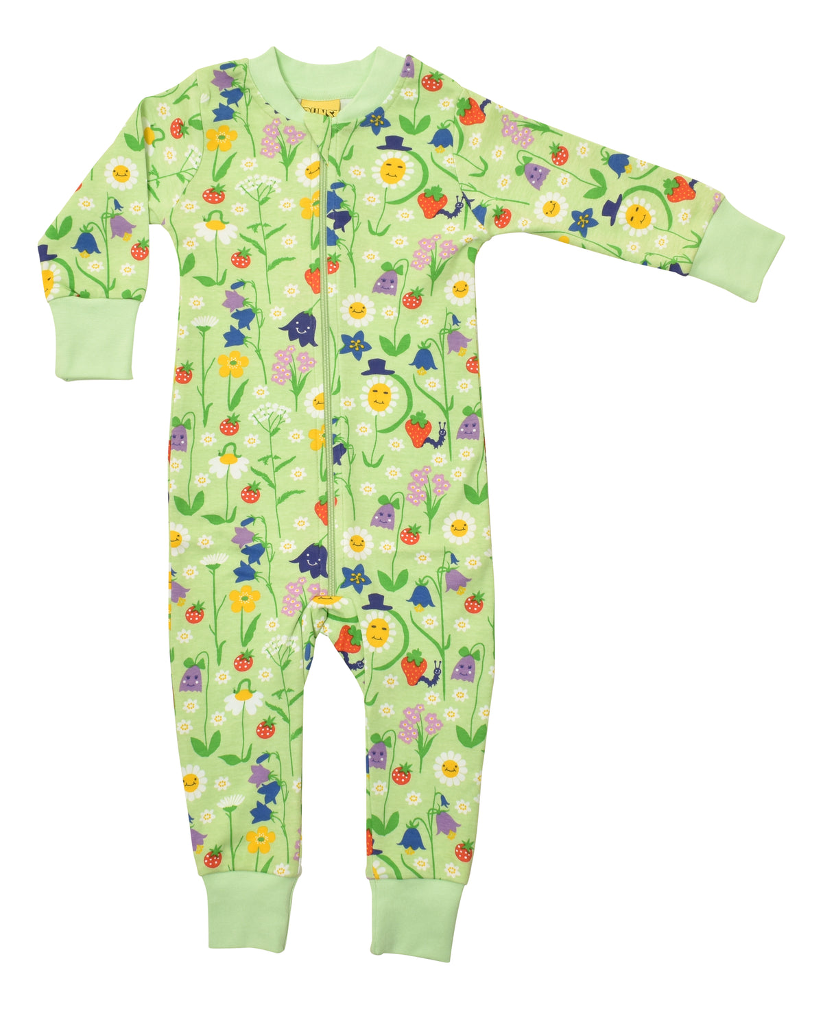 Duns Sweden - Zipsuit Slaappak Happy Flowers Patina Green