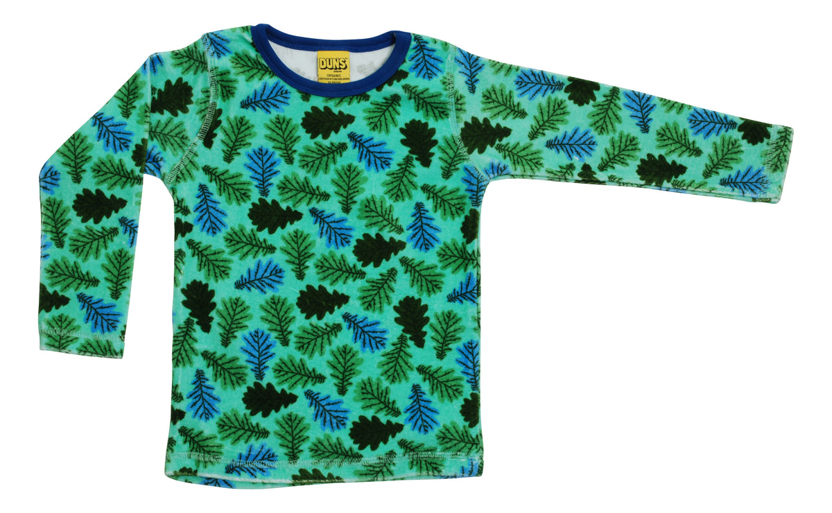 Duns Sweden - Longsleeve Velours Leaves Opal - Bladeren Opaal Groen