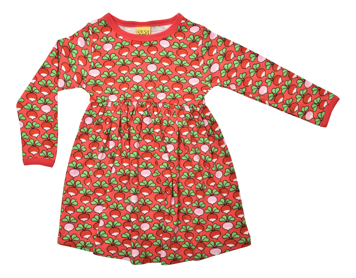 Duns Sweden - Longsleeve Gatherdress Multi Radish Rouge Red
