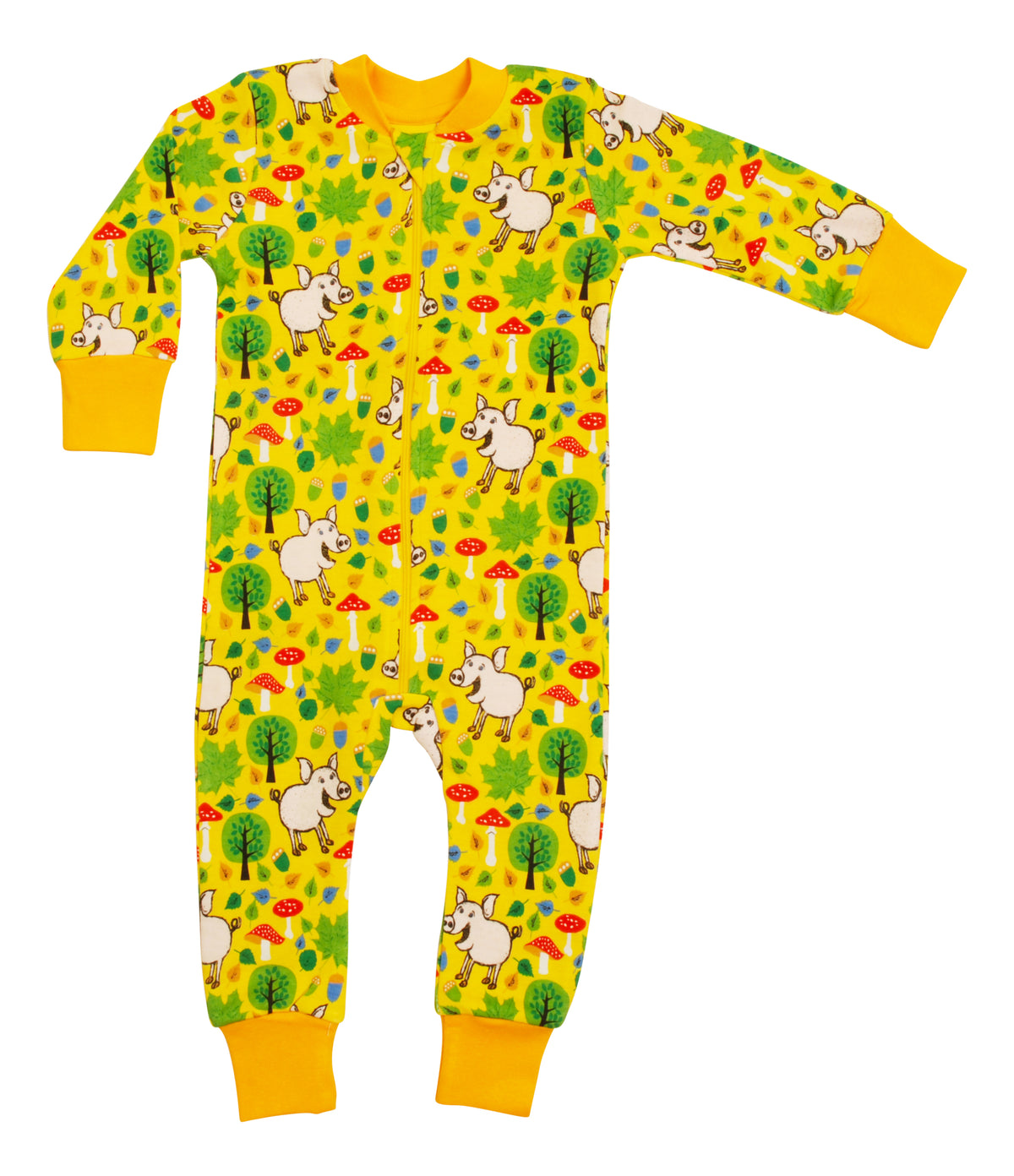 Duns Sweden - Zipsuit Slaappak Pigs &amp; Acrons Lemon Chrome