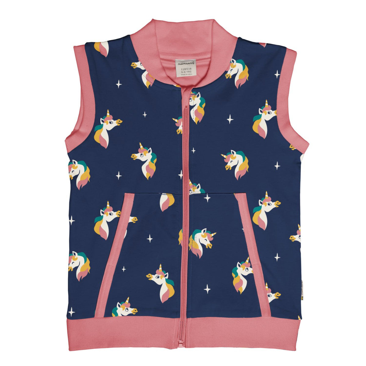 Maxomorra - Vest Lined Unicorn - Blauw Bodywarmer Eenhoorn