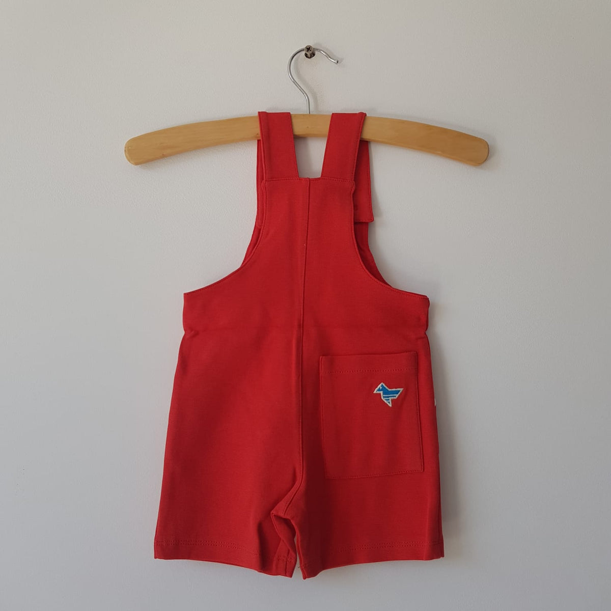 This is a Color - Summer Salopette Suit Short Red Summer Dungarees Short Leg Red
