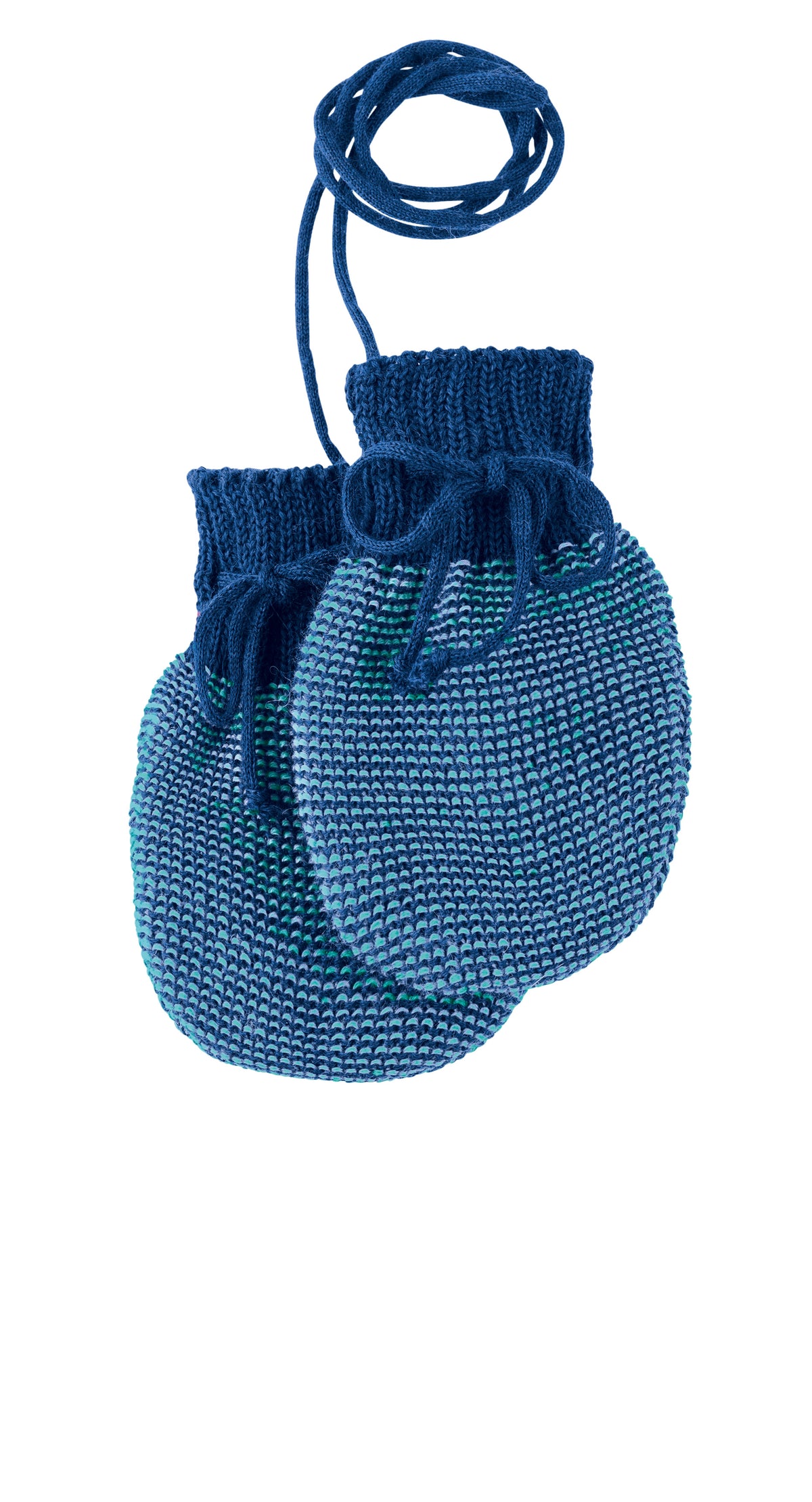 Disana - Knitted Wool Gloves Navy Lagoon Boiled Wool Mittens Dark Blue