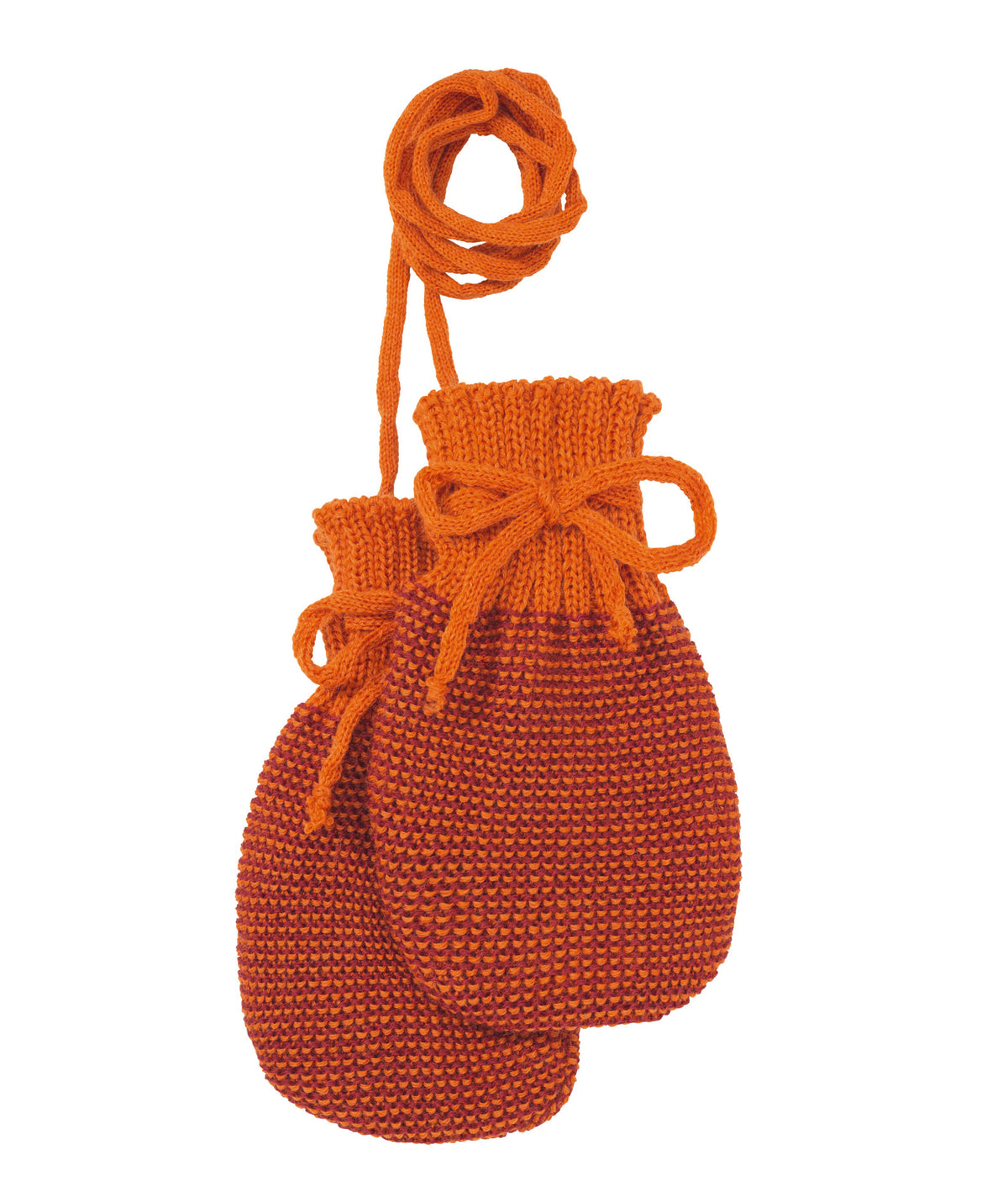 Disana - Knitted Wool Gloves Orange Bordeaux Boiled Wool Mittens Orange