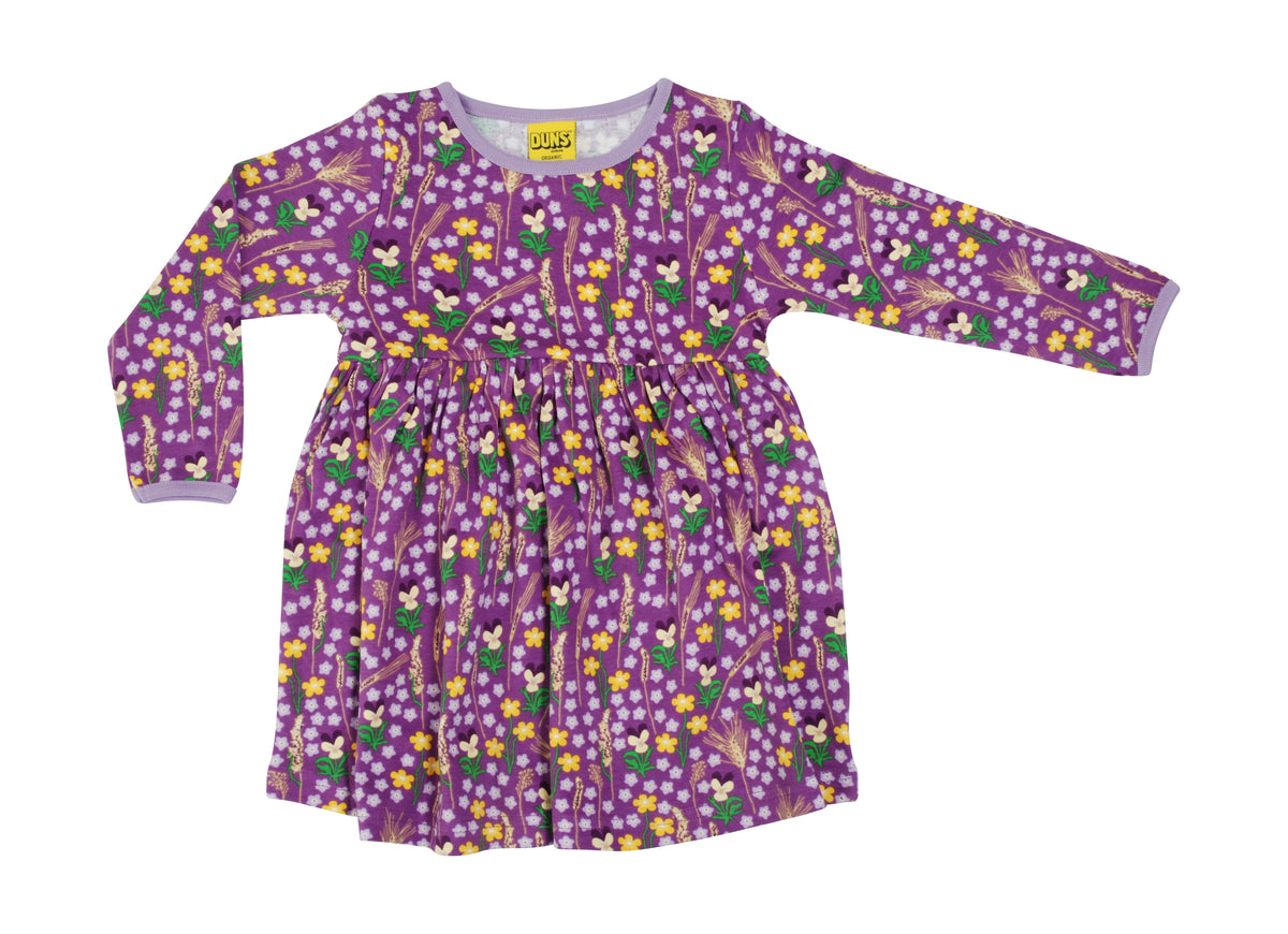 Duns Sweden ADULT Longsleeve Dress Gatherskirt Meadow Purple - Dress Flower Meadow Purple