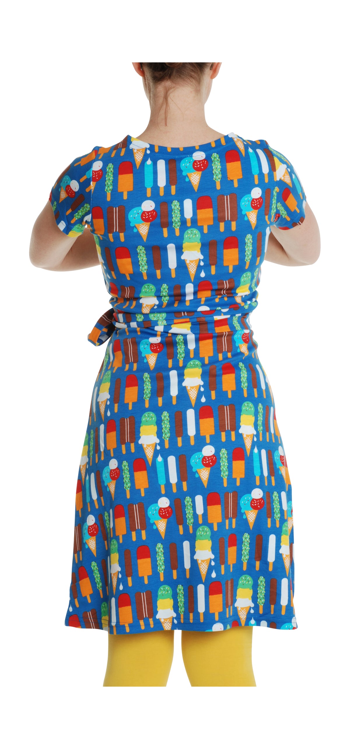 Duns Sweden Wrap Dress Icecream Blue - Wrap Dress Blue with Ice Creams