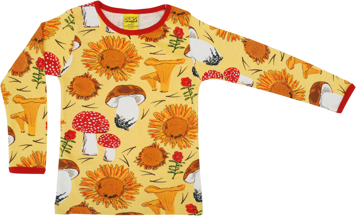 Duns Sweden - Longsleeve Sunflowers &amp; Mushroom Sunshine Yellow - Zonnebloemen &amp; Paddenstoelen