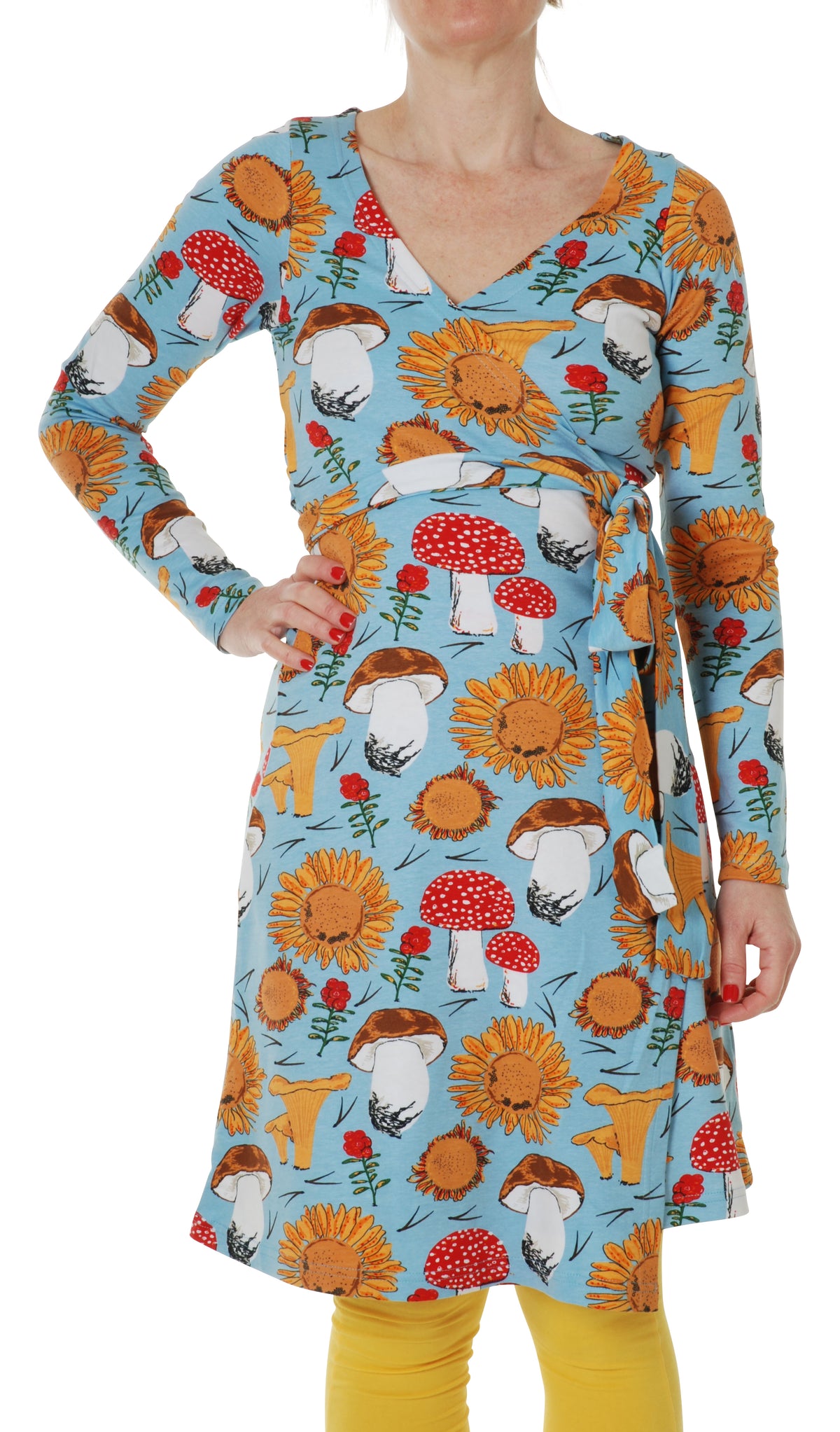 Duns Sweden ADULT Longsleeve Wrap Dress Sunflower Blue