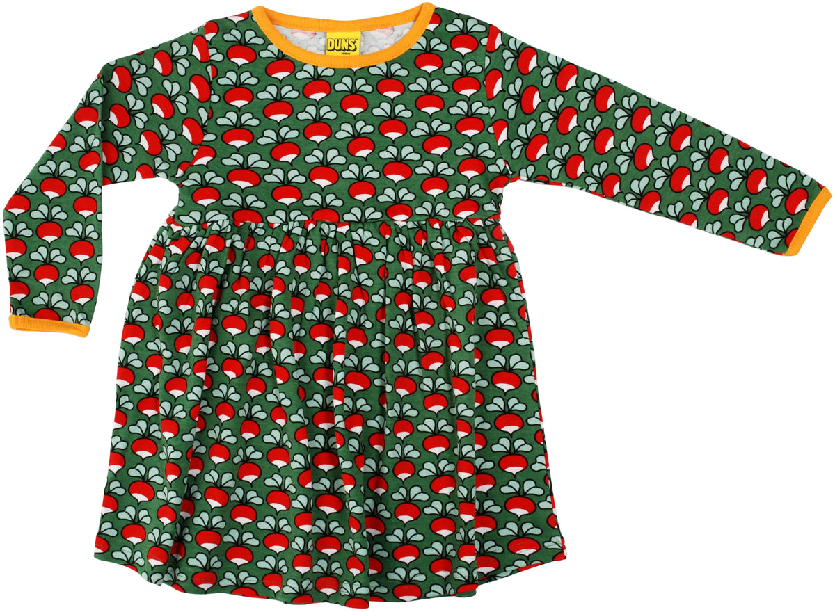 Duns Sweden - Longsleeve Gather Dress/Swing Dress Radish Green - Radish Green