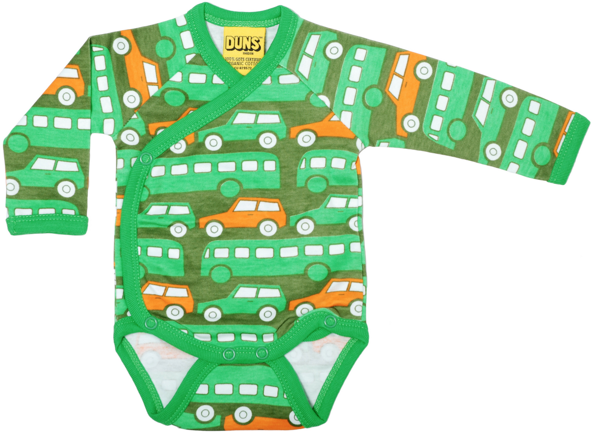 Duns Sweden Body Kimono Longsleeve Green Busses - Wrap romper Cars and Busses Green