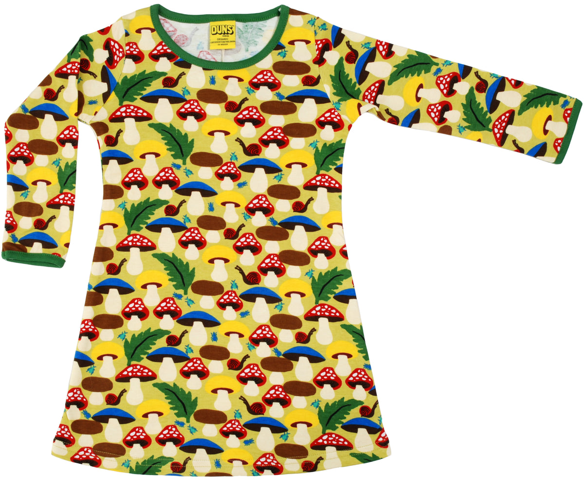 Duns Sweden - Longsleeve Dress Mushroom Green mushrooms