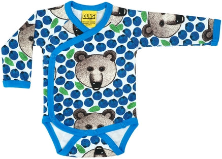 Duns Sweden Wrap Body Bears Blue - Wrap-over romper Bears Blue Berries