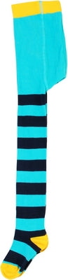 Duns Sweden Tights Navy/Turquoise Yellow Toe - Turquoise/Dark Blue Striped Tights