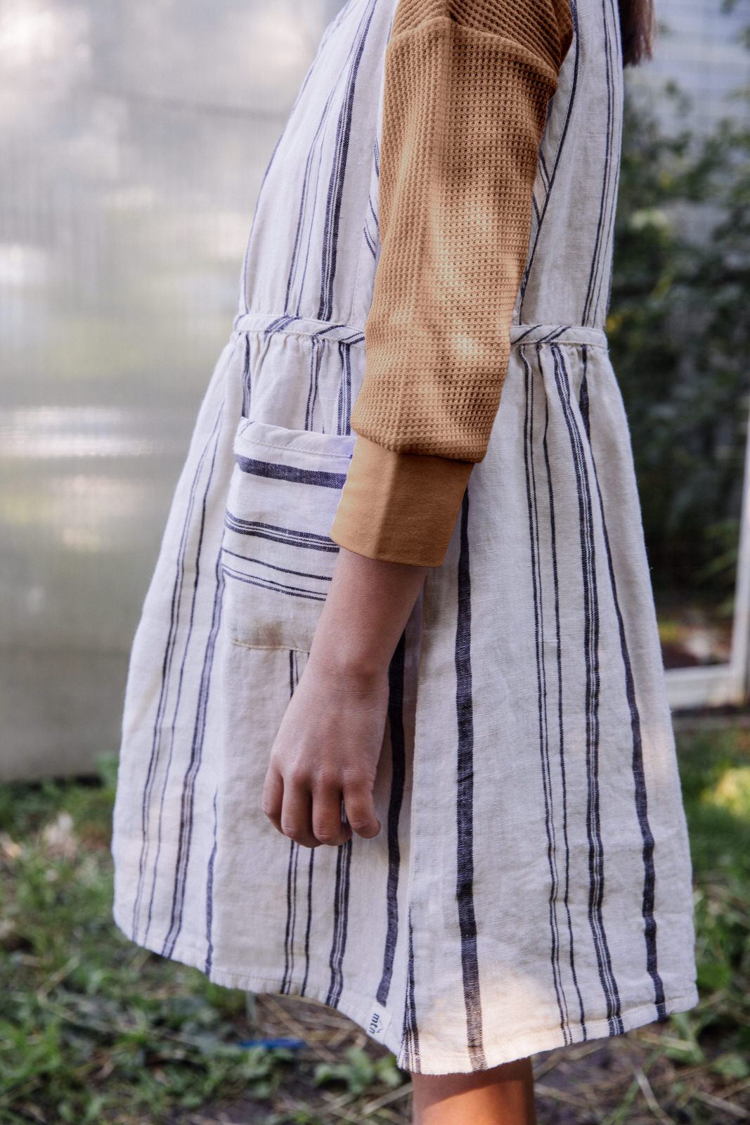Matona Nora Pinafore Dress Sienna - Linnen Jurk Bruin