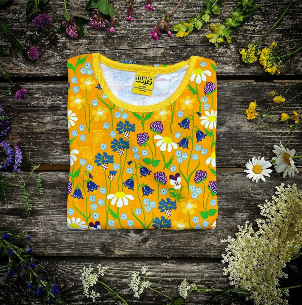 Duns Sweden - 반팔 드레스 Midsummer Flowers Yellow - Summer Flowers Yellow