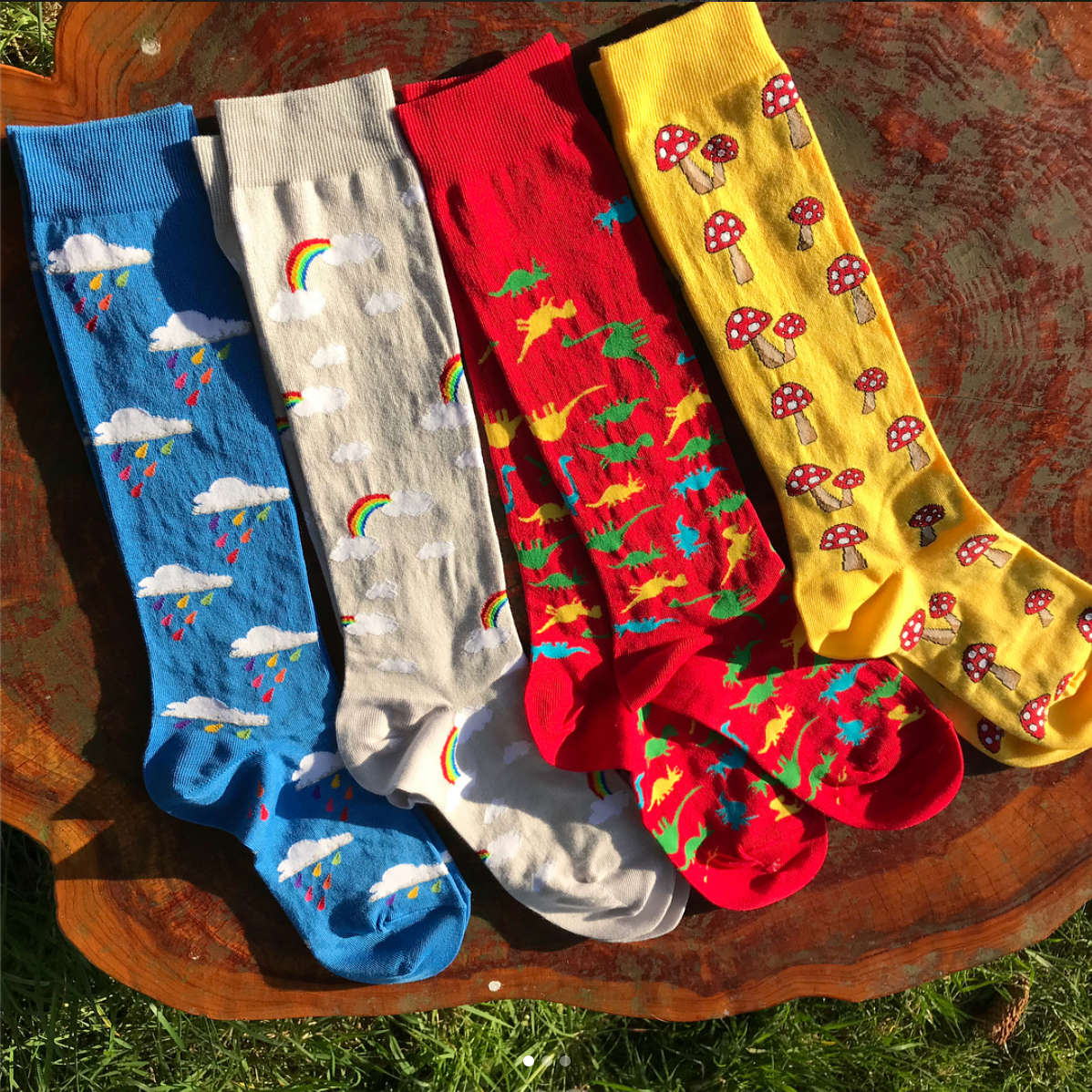 Slugs and Snails Knee Socks Dino - Oranje Kniekousen Dino&#39;s