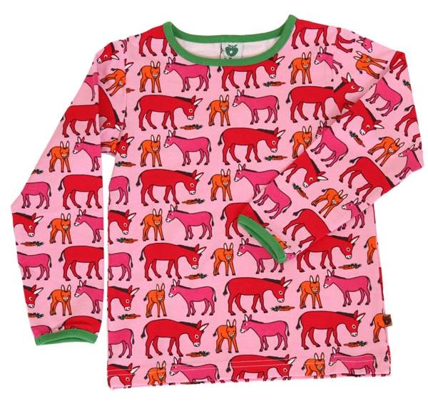 Smafolk - Longsleeve Pink Donkeys - Pink Shirt with Donkeys