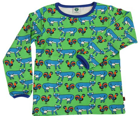 Smafolk Longsleeve Green Fox &amp;amp; Chickens - Green Shirt Fox &amp;amp; Chickens
