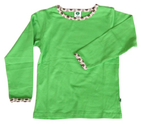 Smafolk - Longsleeve Shirt Applerib Apple Green - Plain green apple piping
