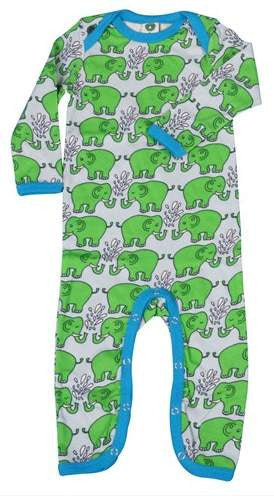 Smafolk - Jumpsuit Elephants - Light blue suit with green elephants