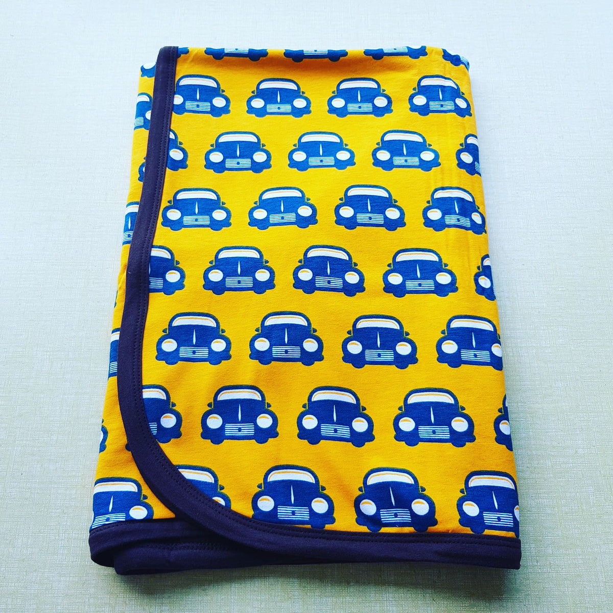 Maxomorra - Blanket Ochre Yellow Retro Car Blue Blanket Ochre Yellow Car Blue