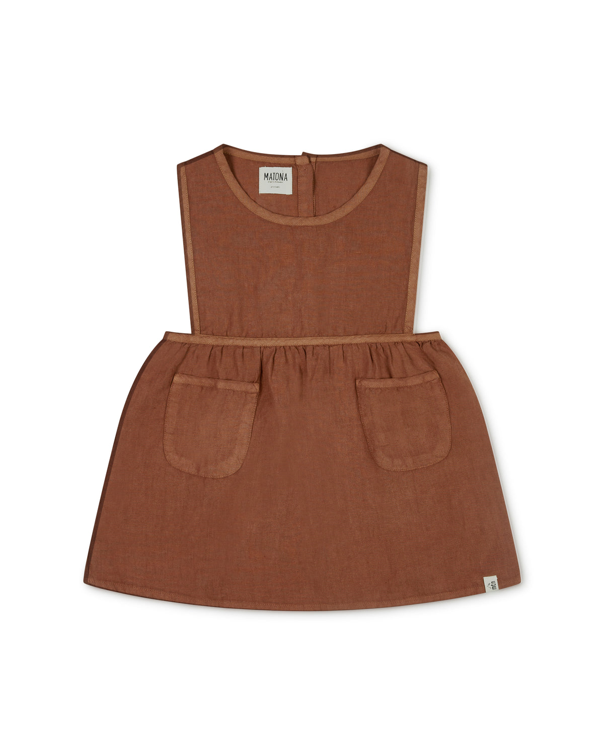 Matona Nora Pinafore Dress Sienna - Linnen Jurk Bruin