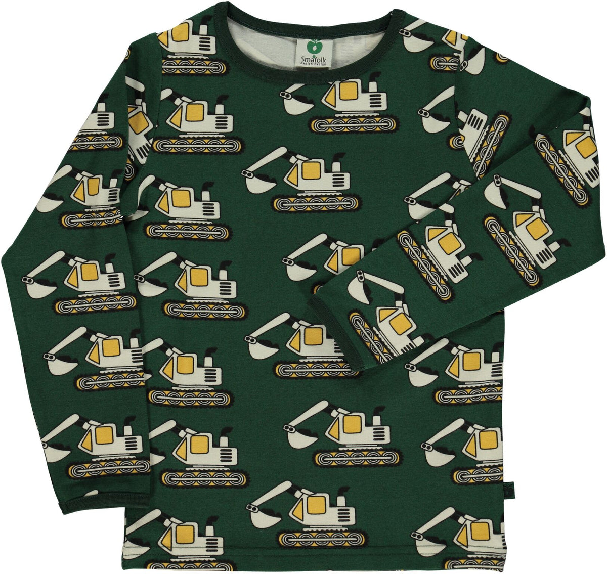 Smafolk 롱슬리브 굴삭기 녹색/노랑색 - 녹색 셔츠 노란색 굴삭기